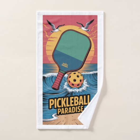 Pickleball Dinks & Drinks Beach Vibe Graphic ハンドタオル (ハンドタオル)