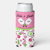 Pickleball Dinks & Drinks Bridal Shower Pink Cosmo スリム缶クーラー (Seltzer正面)