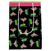 Pickleball Dinks & Drinks Cosmo Pink Cocktail ミディアムペーパーバッグ (裏面)