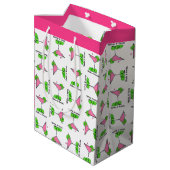 Pickleball Dinks & Drinks Pink Cosmo Cocktail ミディアムペーパーバッグ (裏面アングル)