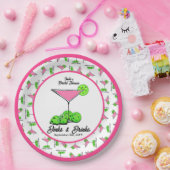 Pickleball Dinks & Drinks Pink Cosmo Cocktails  ペーパープレート (パーティー)