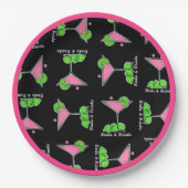 Pickleball Dinks & Drinks Pink Cosmo Cocktails  ペーパープレート (正面)
