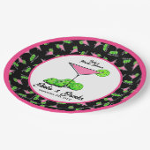 Pickleball Dinks & Drinks Pink Cosmo Cocktails  ペーパープレート (アングル)