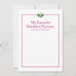 Pickleball Doubles Partner Card | Pink Green ノートカード
