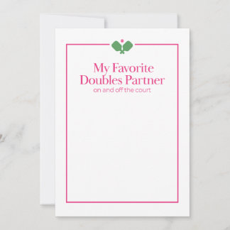 Pickleball Doubles Partner Card | Pink Green ノートカード