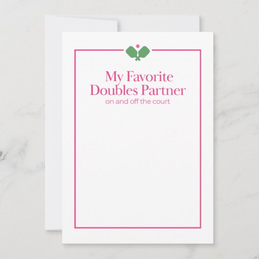Pickleball Doubles Partner Card | Pink Green ノートカード (正面)