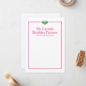 Pickleball Doubles Partner Card | Pink Green ノートカード (正面/裏面インサイチュ)