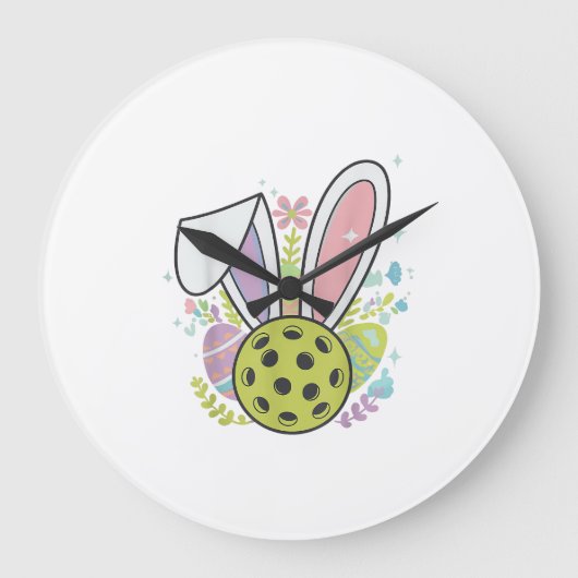 Pickleball Easter T-Shirt ラージ壁時計 (正面)