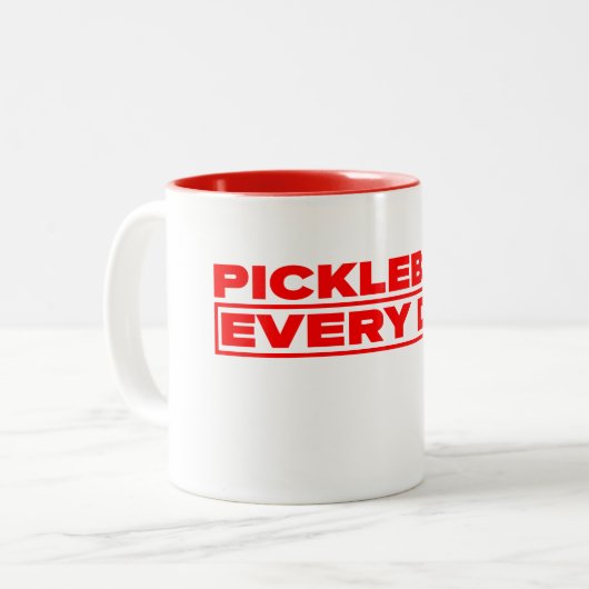 Pickleball Everyday White and Red Mug ツートーンマグカップ (正面左)