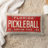 Pickleball Fanatic - Retro Florida License Plate ランバークッション (ブランケット)