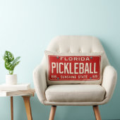 Pickleball Fanatic - Retro Florida License Plate ランバークッション (椅子)
