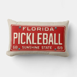 Pickleball Fanatic - Retro Florida License Plate ランバークッション