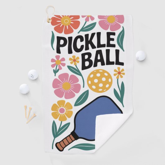 Pickleball Flower Paddle Gift ゴルフタオル (インサイチュ)