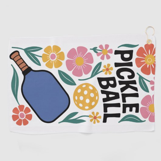 Pickleball Flower Paddle Gift ゴルフタオル (横)