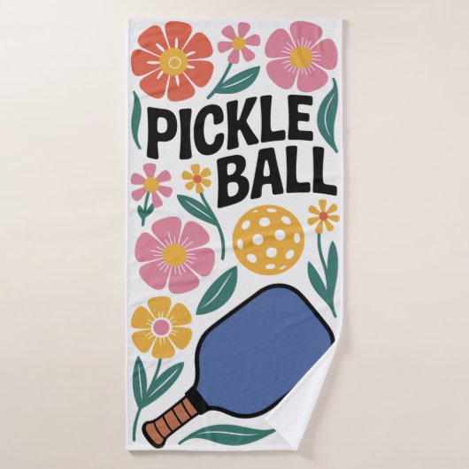 Pickleball Flower Paddle Gift バスタオル (バスタオル)