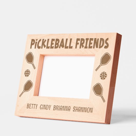 Pickleball Friendsプレイヤーのグループ レーザー彫刻フレーム (左)