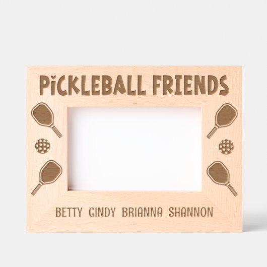 Pickleball Friendsプレイヤーのグループ レーザー彫刻フレーム (正面)