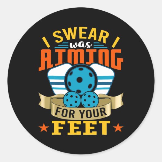 Pickleball Funny Quotes Humorous Slogans Men ラウンドシール (正面)