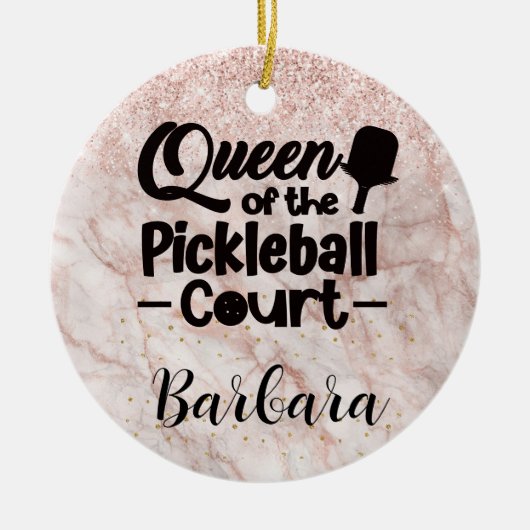 PIckleball Gal Queen of the Court セラミックオーナメント (正面)