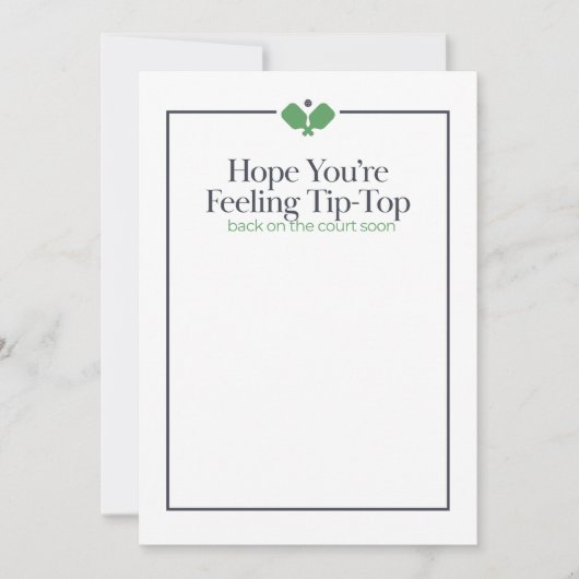 Pickleball Get Well Card | Navy Green (正面)