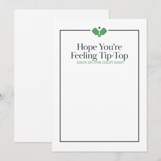 Pickleball Get Well Card | Navy Green (正面/裏面)