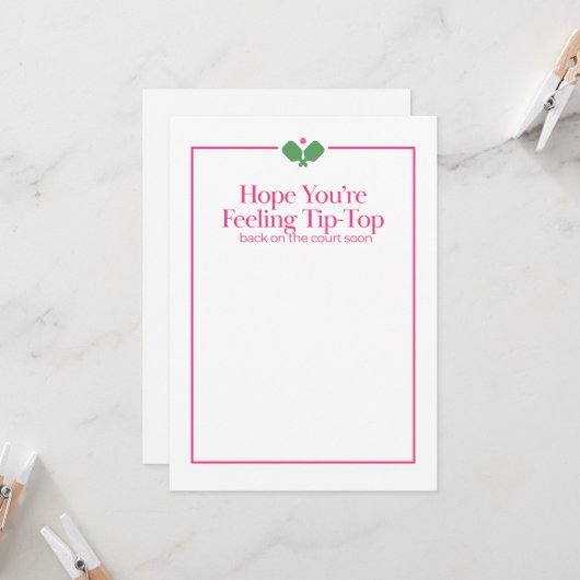 Pickleball Get Well Card | Tip-Top カード (正面/裏面インサイチュ)