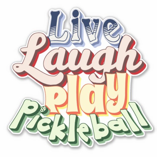 Pickleball Gift Live Laugh Play Pickle Ball シール (正面)