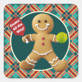 Pickleball Gingerbread Cheer スクエアシール (正面)