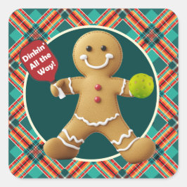 Pickleball Gingerbread Cheer スクエアシール