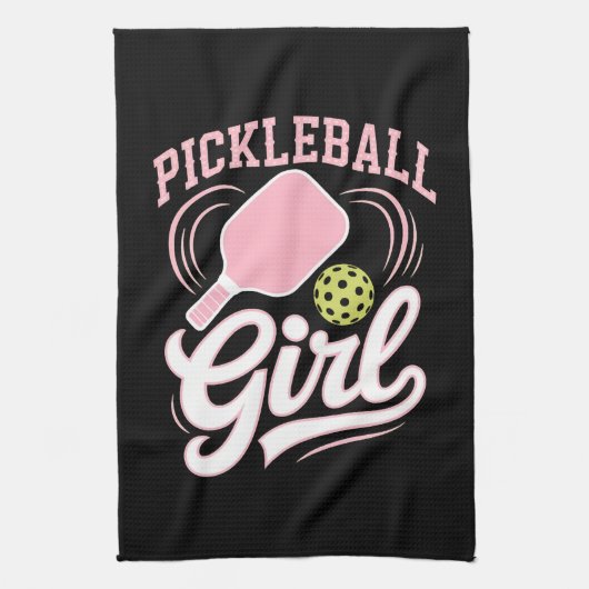 Pickleball Girl Player キッチンタオル (縦)