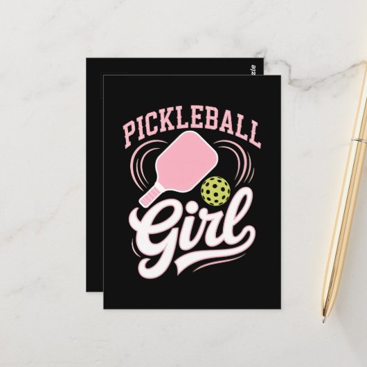 Pickleball Girl Player ポストカード (正面/裏面インサイチュ)