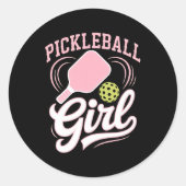 Pickleball Girl Player ラウンドシール (正面)