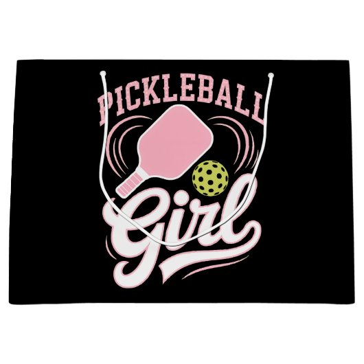Pickleball Girl Player ラージペーパーバッグ (正面)