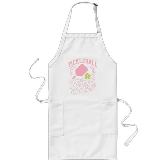 Pickleball Girl Player ロングエプロン (正面)