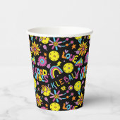 Pickleball Groovy、レトロ90s、黒 紙コップ (左)