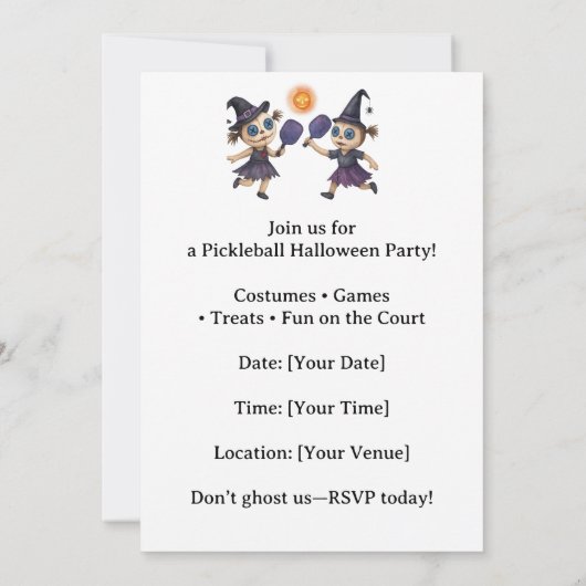 Pickleball Halloween Party 招待状 (裏面)