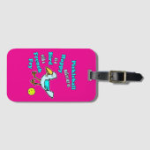 Pickleball Happy Blue Bird Yellow and Pink ラゲッジタグ (正面横)