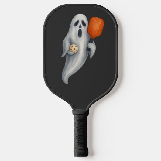 Pickleball Happy Halloween for player with ghost ピックルボールラケット (正面)