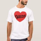 Pickleball Heart Love Sports Minimalist White Tee Tシャツ (正面)