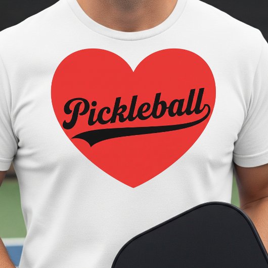 Pickleball Heart Love Sports Minimalist White Tee Tシャツ