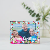 Pickleball Holiday Photo Frame Merry Christmas ポストカード (スタンド正面)