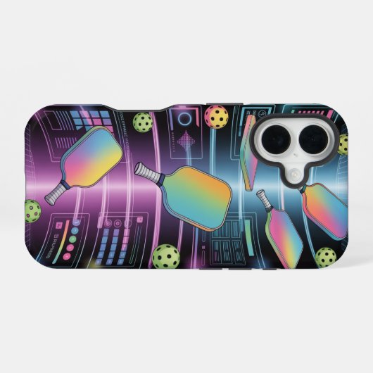 Pickleball Holographic Paddle Portal Tournament iPhone 16ケース (裏面横)