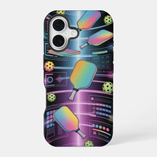 Pickleball Holographic Paddle Portal Tournament iPhone 16ケース (裏面)