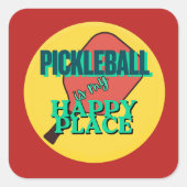Pickleball is my happy place humor  スクエアシール (正面)