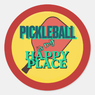 Pickleball is my happy place humor  ラウンドシール