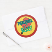 Pickleball is my happy place humor  ラウンドシール (封筒)