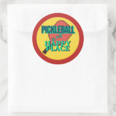 Pickleball is my happy place humor  ラウンドシール (バッグ)