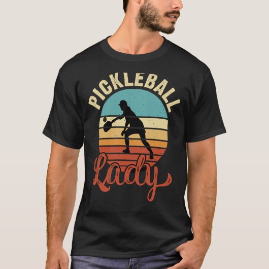 Pickleball Lady Player Retro Vintage  9 Tシャツ (正面)