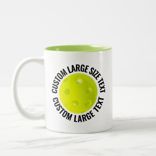 Pickleball & Large Textライムグリーン 11oz カスタム ツートーンマグカップ (左)