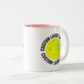 Pickleball & Large Text PINK 11oz カスタム ツートーンマグカップ (正面右)